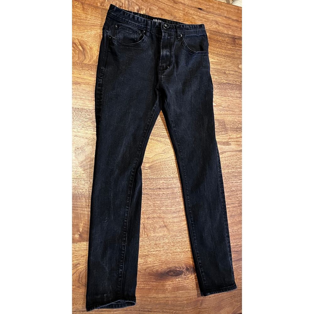 AKOO Men’s Skinny Jeans Size 32 Black‎ Stretch Denim Streetwear